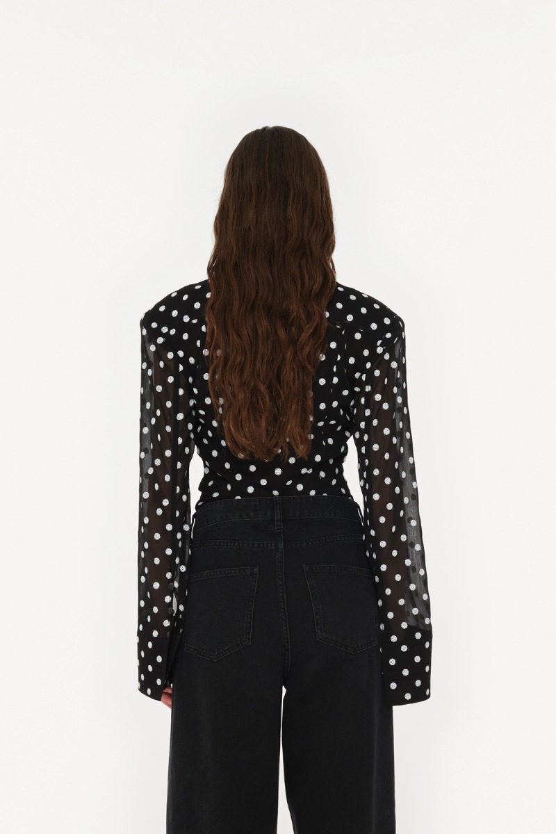 Chiffon Fitted Shirt Black - ROTATE Birger Christensen