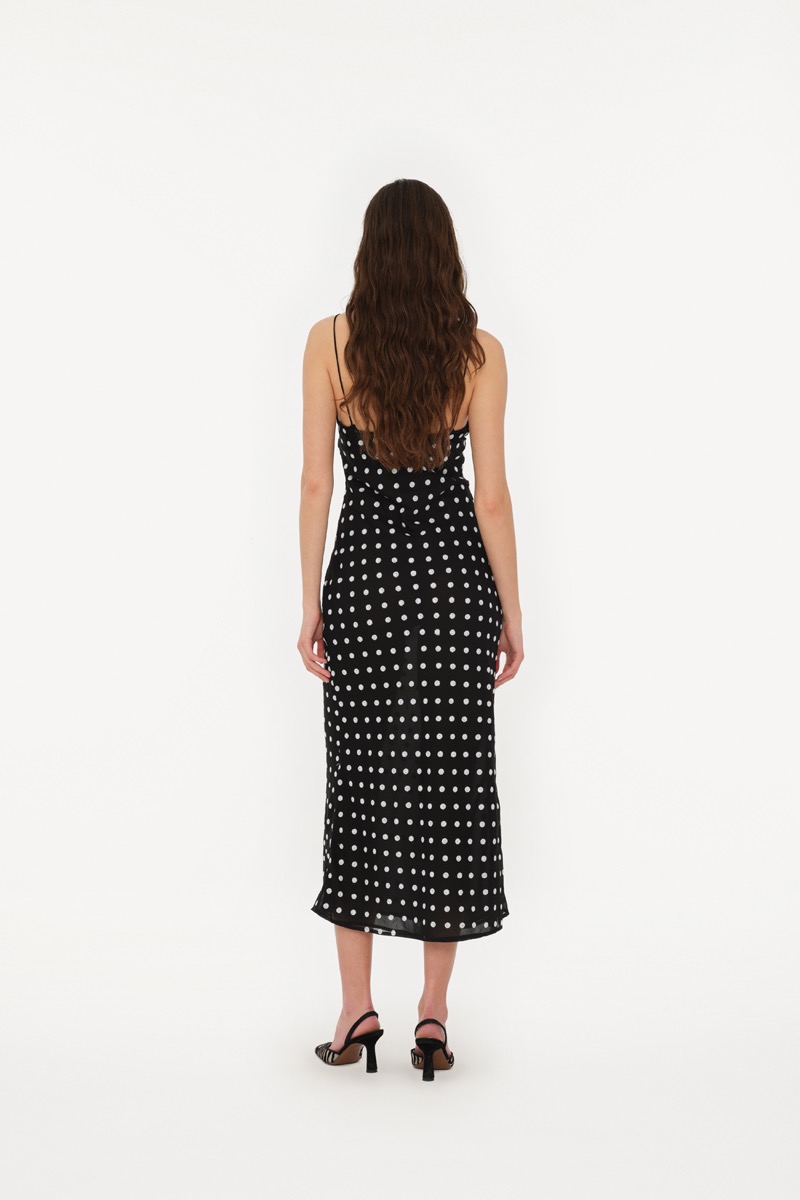 Chiffon Midi Slip Dress Black - ROTATE Birger Christensen