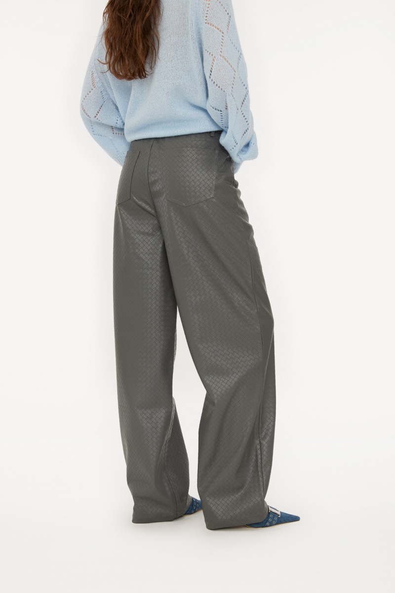 フィットネスボトムス ROTATE BY BIRGERCHRISTENSEN Women Straight Pants 11247711761 Braided Straight Pants Silver - ROTATE Birger Christensen