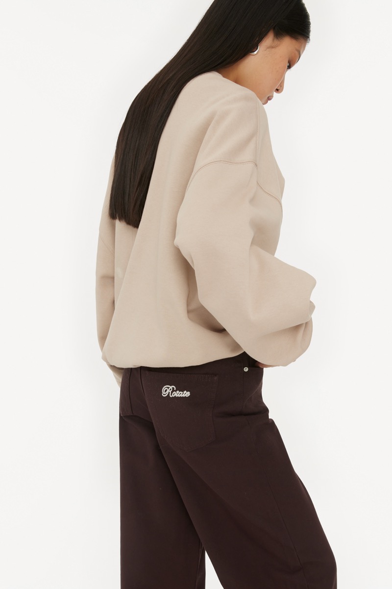 パンツ ROTATE SS25 WIDE LEG PANTS (113361578 BCR1727578) Heavy Woven Wide Pants Dark Brown - ROTATE Birger Christensen