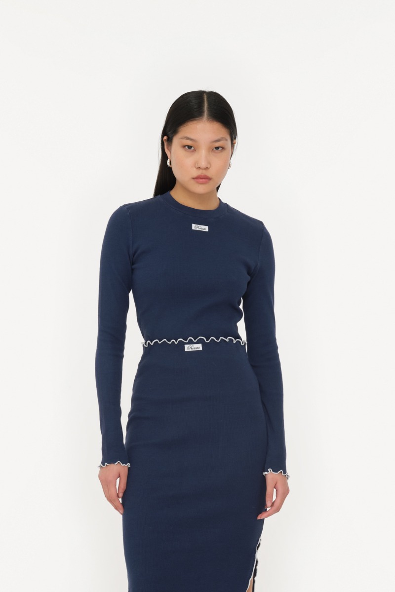 Rib Longsleeve Top Dark Blue - ROTATE Birger Christensen