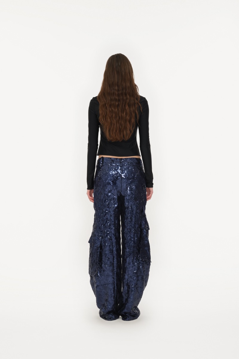 Sequins Cargo Pants Dark Blue - ROTATE Birger Christensen