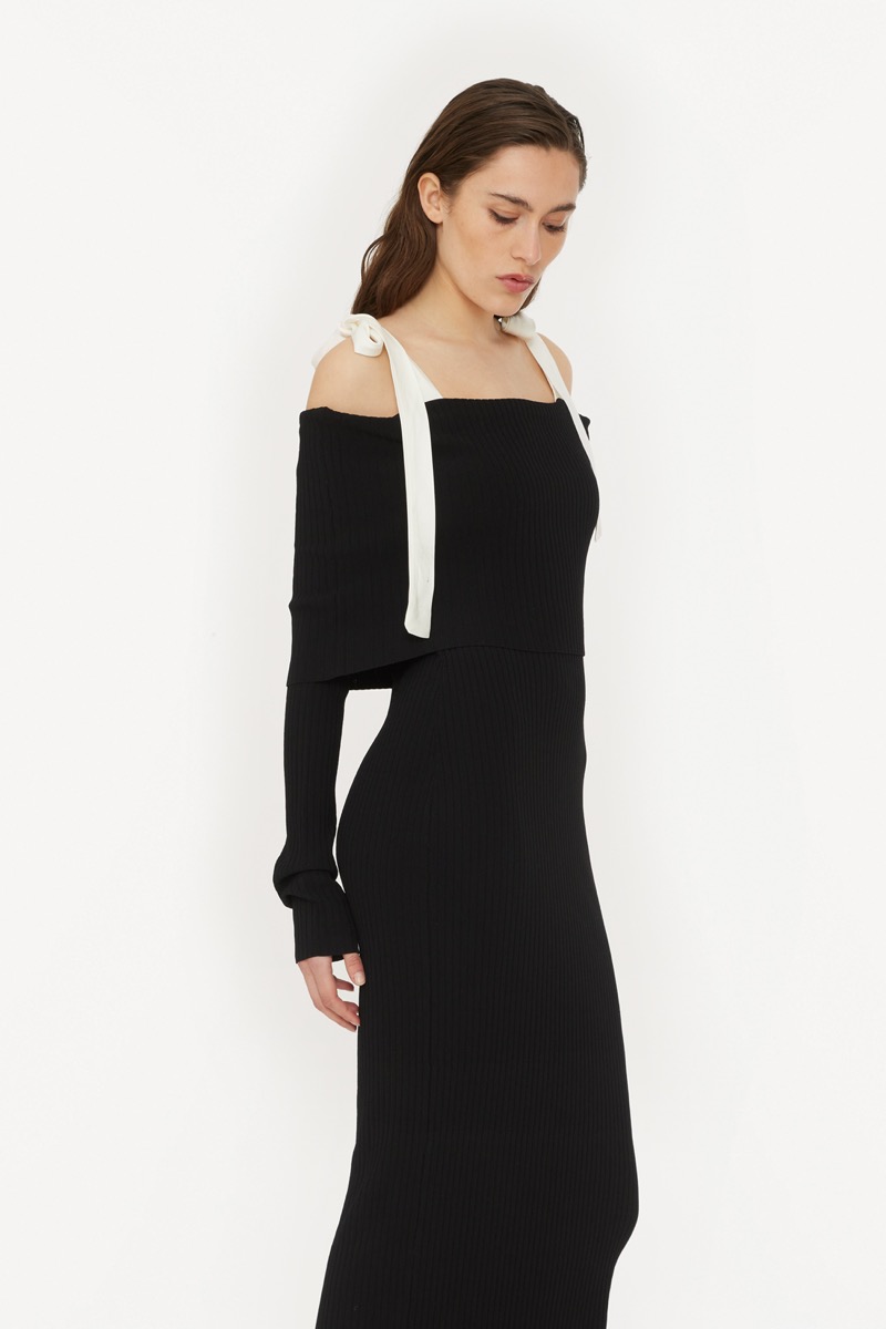 ワンピース ROTATE BIRGER CHRISTENSEN 'Off Shoulder' dress Off Shoulder Knit Dress Black - ROTATE Birger Christensen