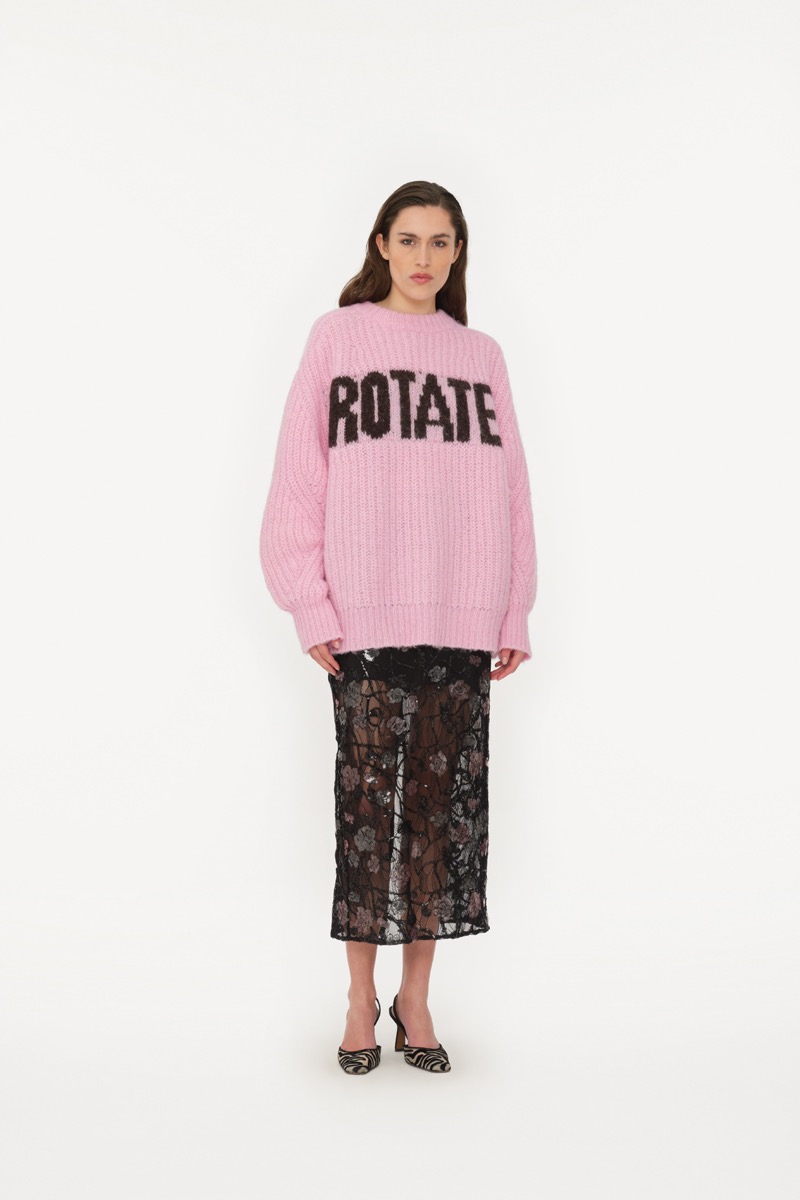 Mesh Pencil Skirt Black Print - ROTATE Birger Christensen