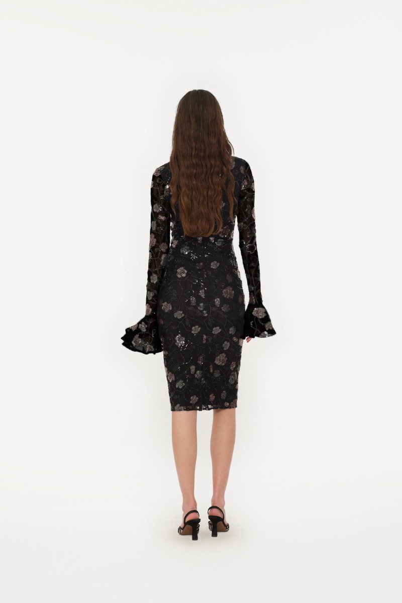 スカート ROTATE BIRGER CHRISTENSEN Boucle midi dress Black ROTATE Birger Christensen Dress Boucle Midi | WAKAKUU