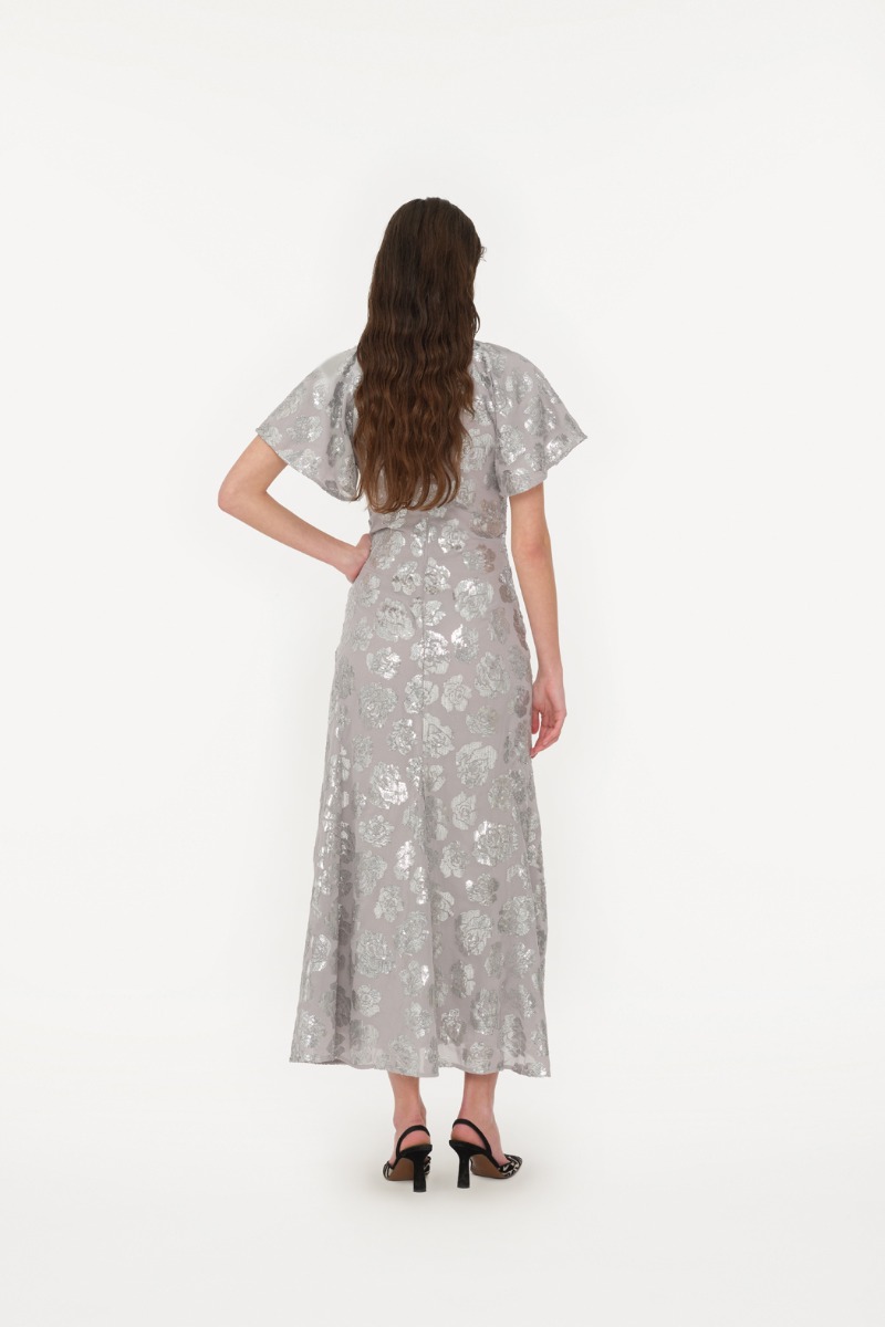 ワンピース ROTATE BIRGER CHRISTENSEN Sequin midi dress Gray Stretch Sequin Midi Dress Dark Grey - ROTATE Birger Christensen
