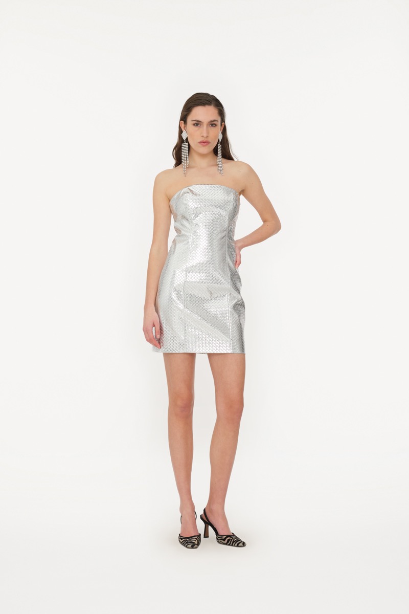 ワンピース Rotate Birger Christensen Asymmetrical Silver Dress Rotate White Sequins Maxi Dress Silver | Contemporary Ready
