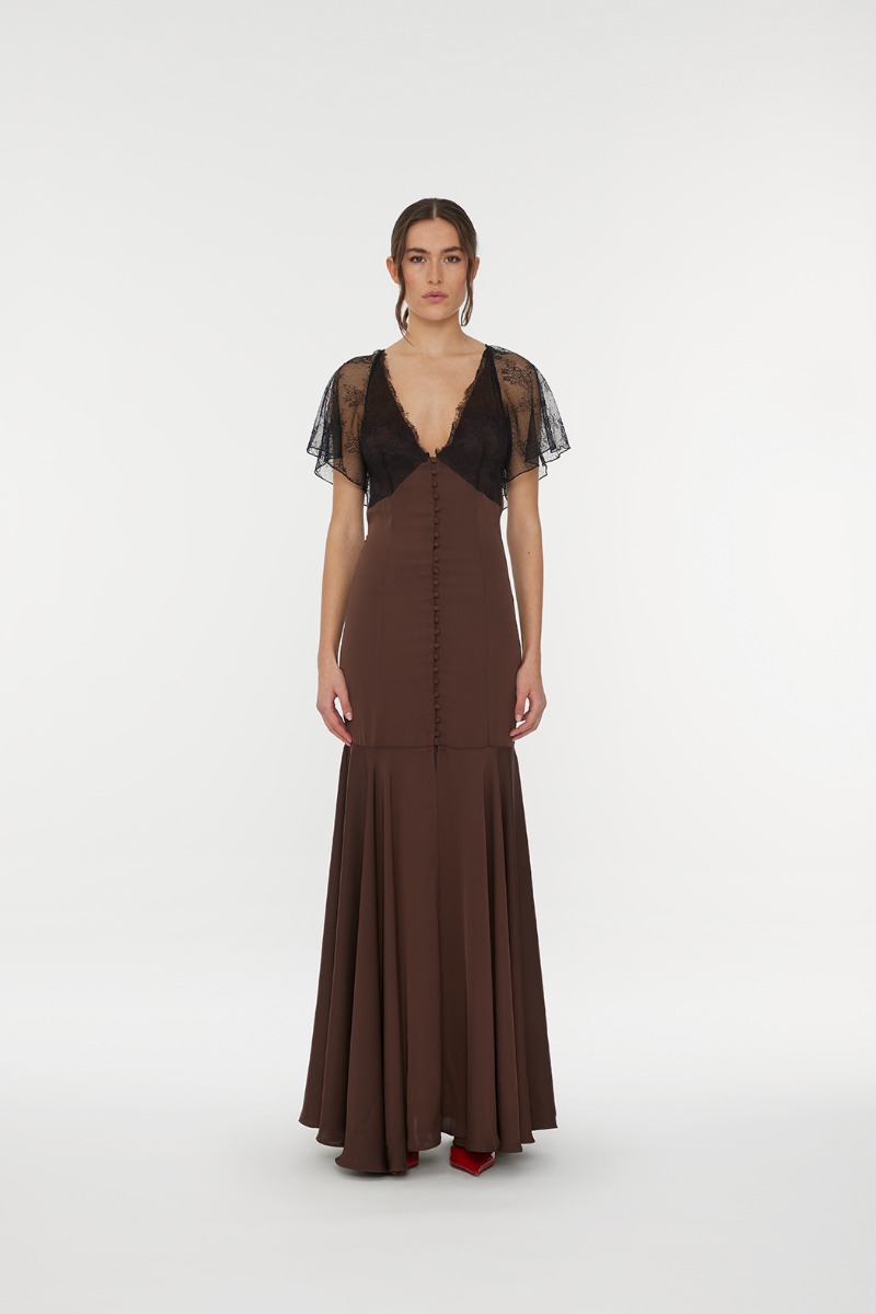 Lace Maxi Dress Bordeaux - ROTATE Birger Christensen