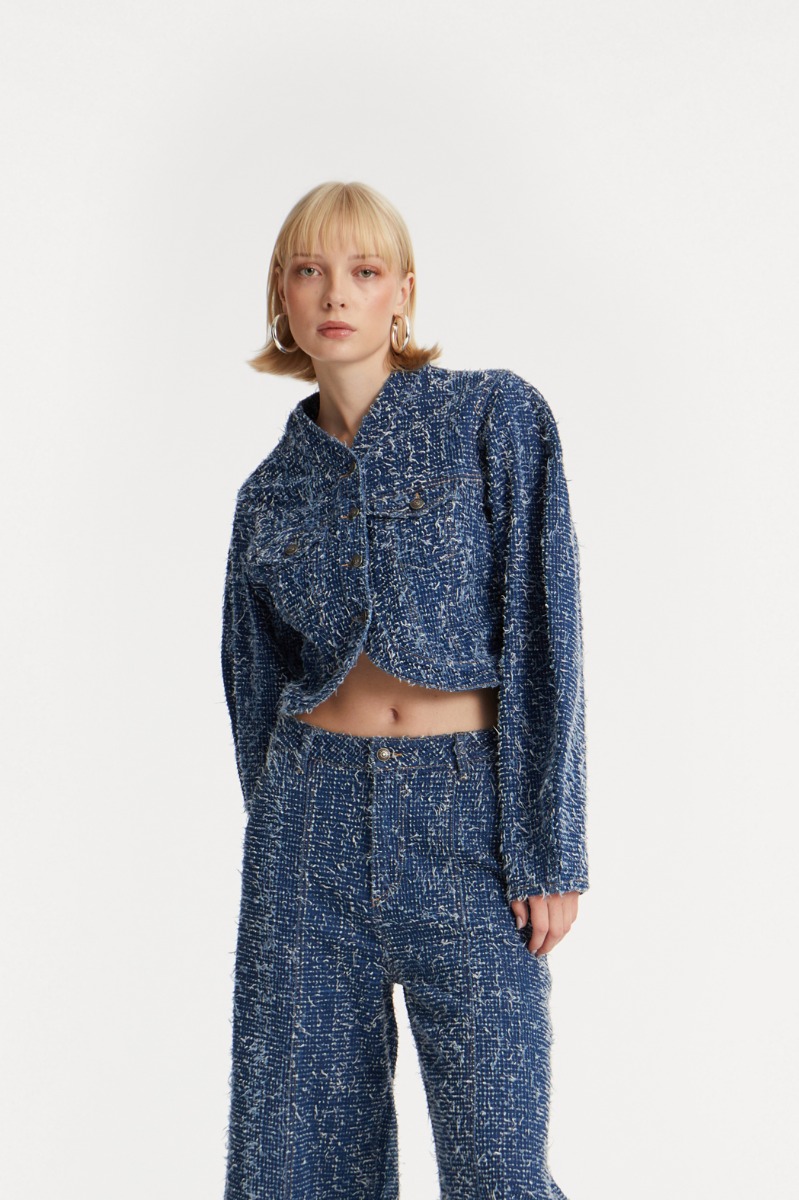 Boucle Short Jacket Dark Blue - ROTATE Birger Christensen