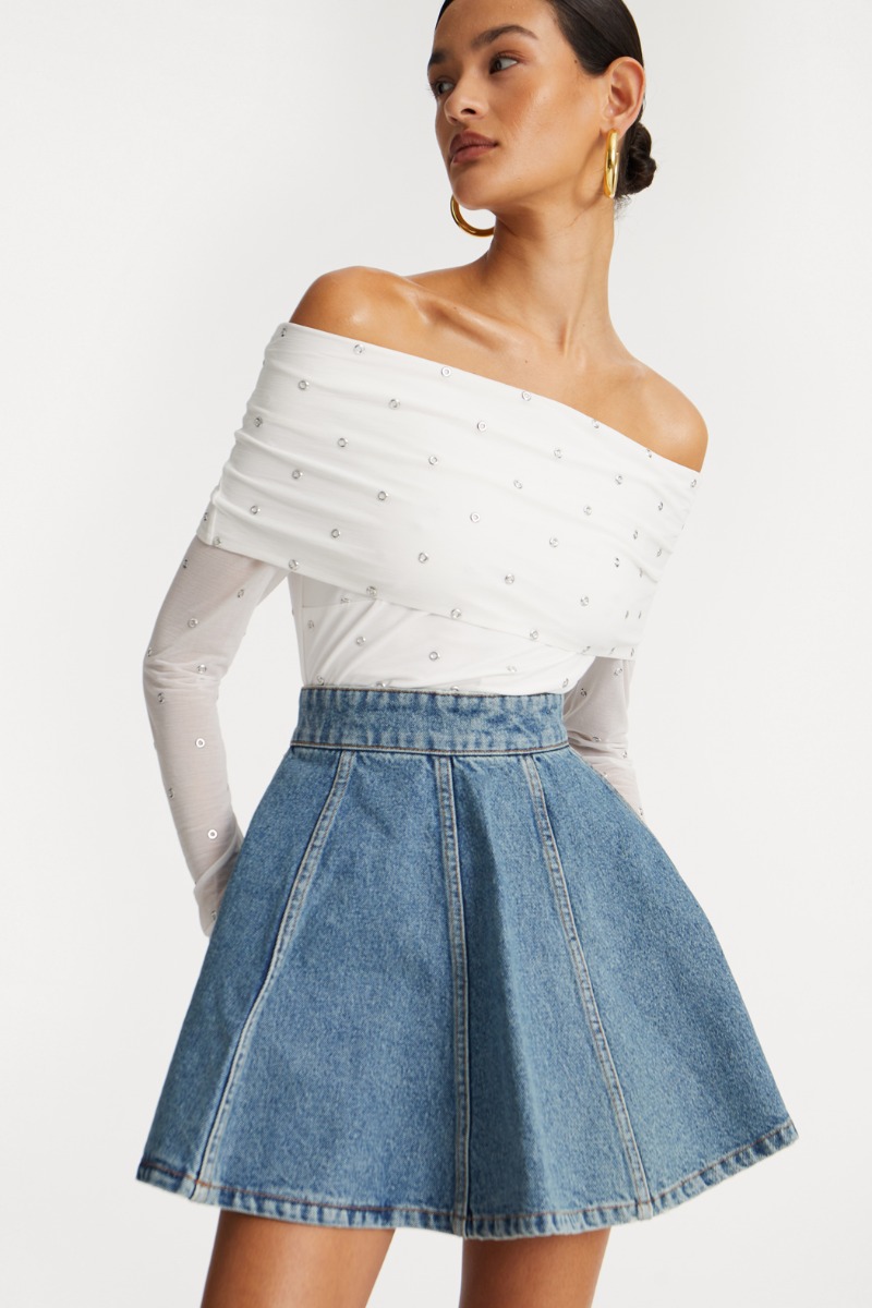 スカート ROTATE BIRGER CHRISTENSEN 'Midi Paper Waist' skirt Blue ROTATE BIRGER CHRISTENSEN Paper Waist Midi Skirt | Blue