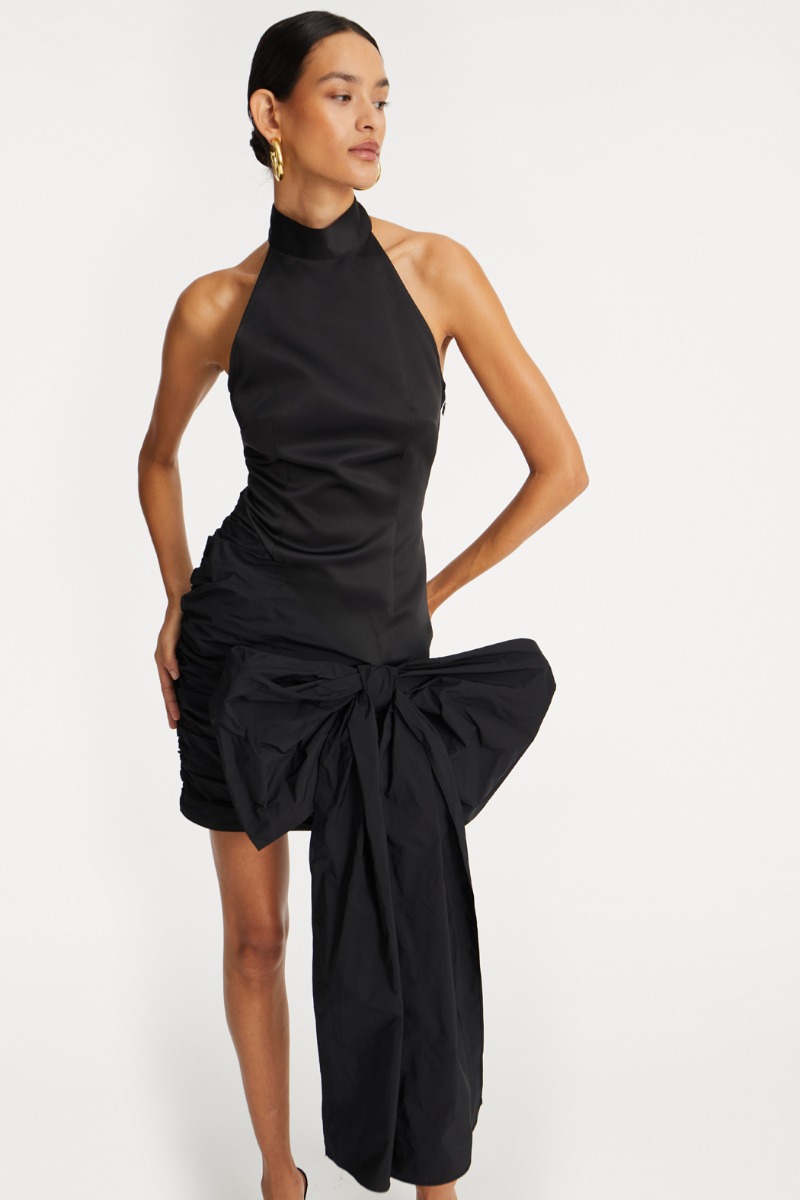 【関税&送料込】Rotate Birger Christensen Dress With Bow Satin Bow Dress Black - ROTATE Birger Christensen