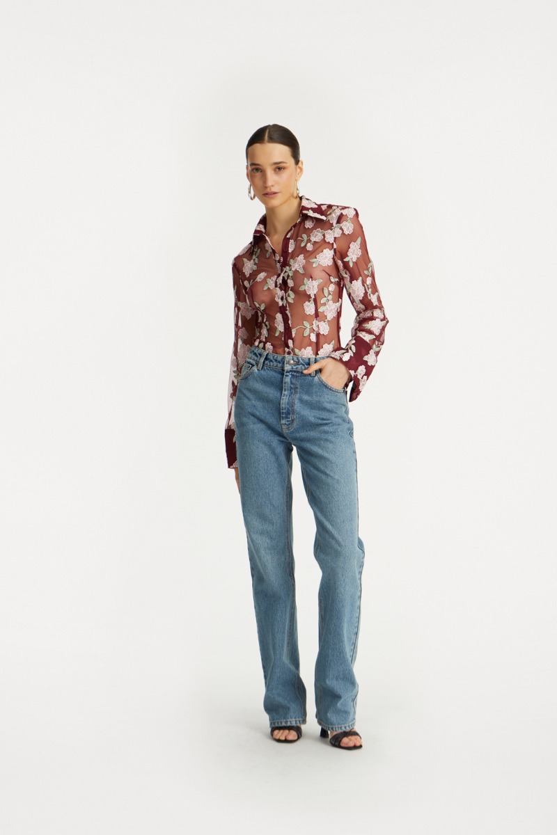 デニム・ジーパン ROTATE BIRGER CHRISTENSEN 'Laced Straight Leg' jeans Laced Straight Leg Jeans Blue - ROTATE Birger Christensen