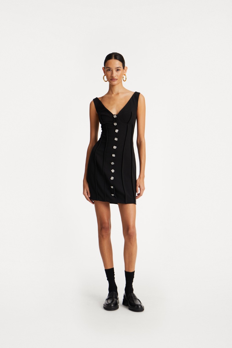 Mini Ruched Ls Dress Black - ROTATE Birger Christensen