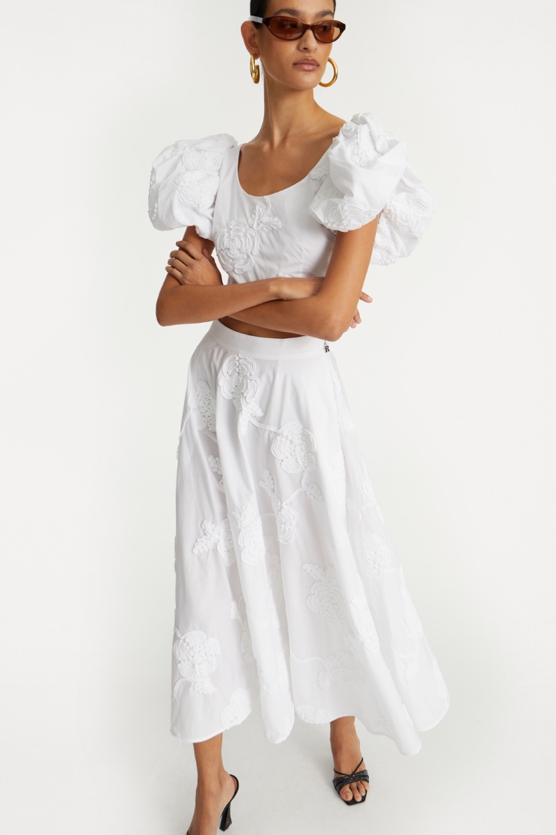 Flower Maxi Skirt Bright White