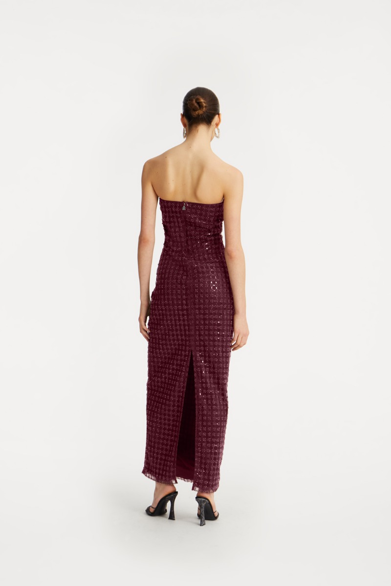 ワンピース ROTATE BIRGER CHRISTENSEN 'Beaded Maxi Tube' dress Beaded Maxi Tube Dress Bordeaux - ROTATE Birger Christensen