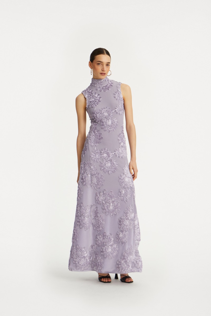 Flower Mesh Maxi Dress Black - ROTATE Birger Christensen
