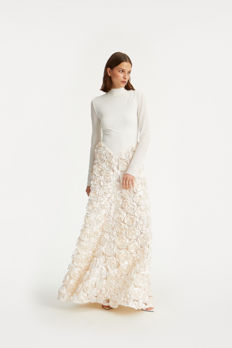 オールインワン・サロペット Rotate Birger Christensen 'Long Sleeve Maxi' Dress Long Sleeve Maxi Dress Creme White - ROTATE Birger Christensen