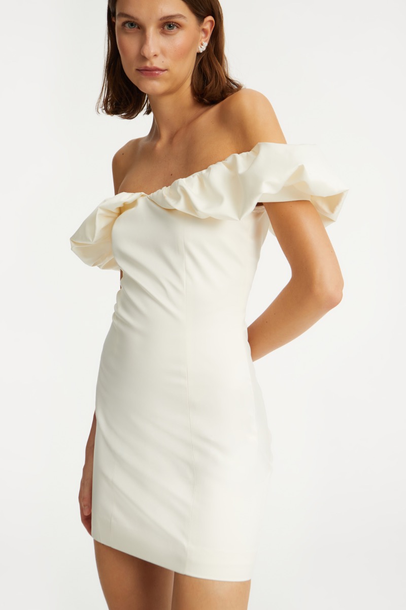 オールインワン・サロペット Rotate Off-Shoulder Mini Dress Off-shoulder Mini Dress Creme White - ROTATE Birger Christensen