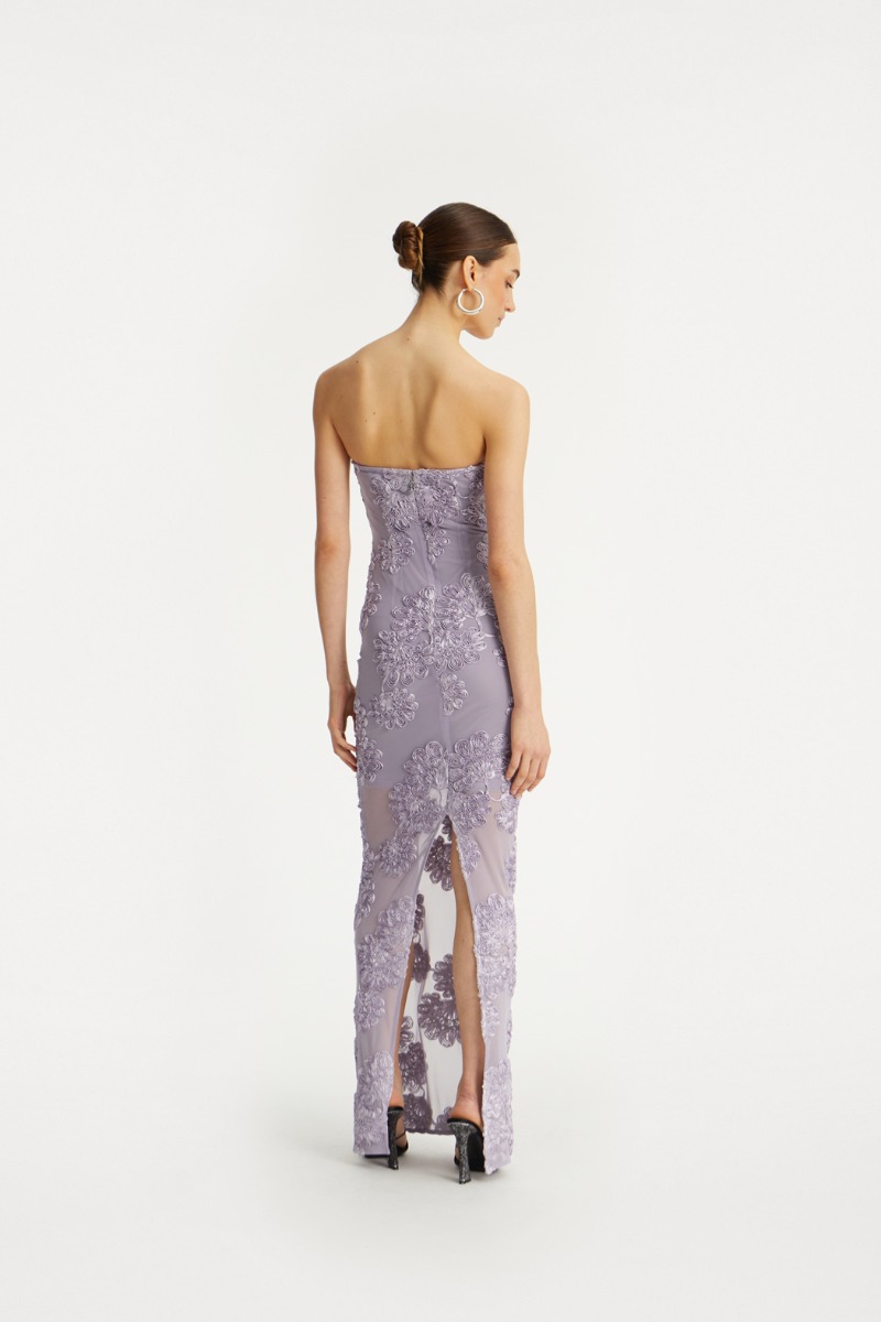 ROTATE ロテート ワンピース 3D mesh maxi dress 962856 3D mesh maxi dress in blue - Rotate | Mytheresa