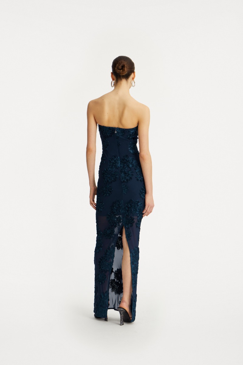 3d Mesh Maxi Dress Dark Blue - ROTATE Birger Christensen