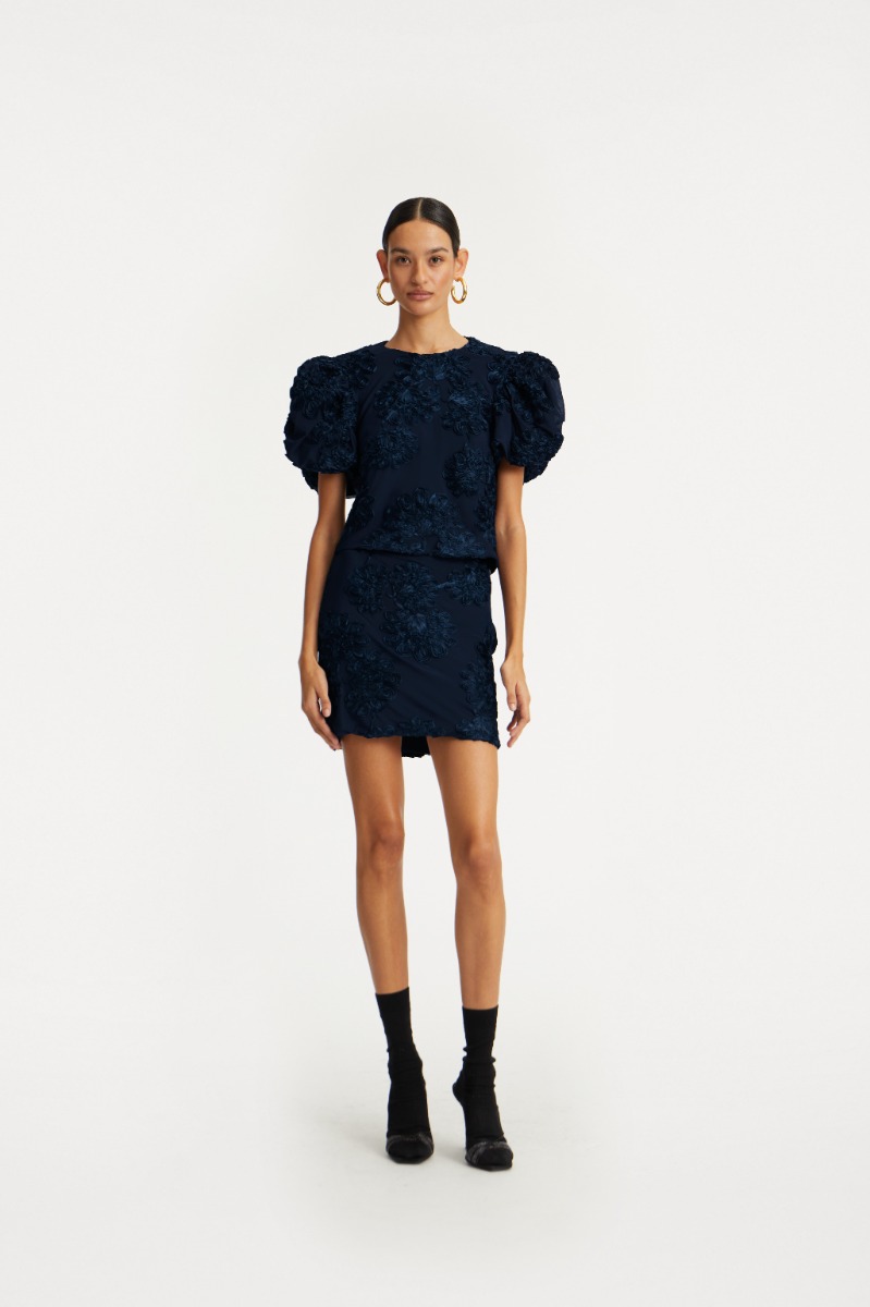 3d Mesh Mini Skirt Dark Blue - ROTATE Birger Christensen