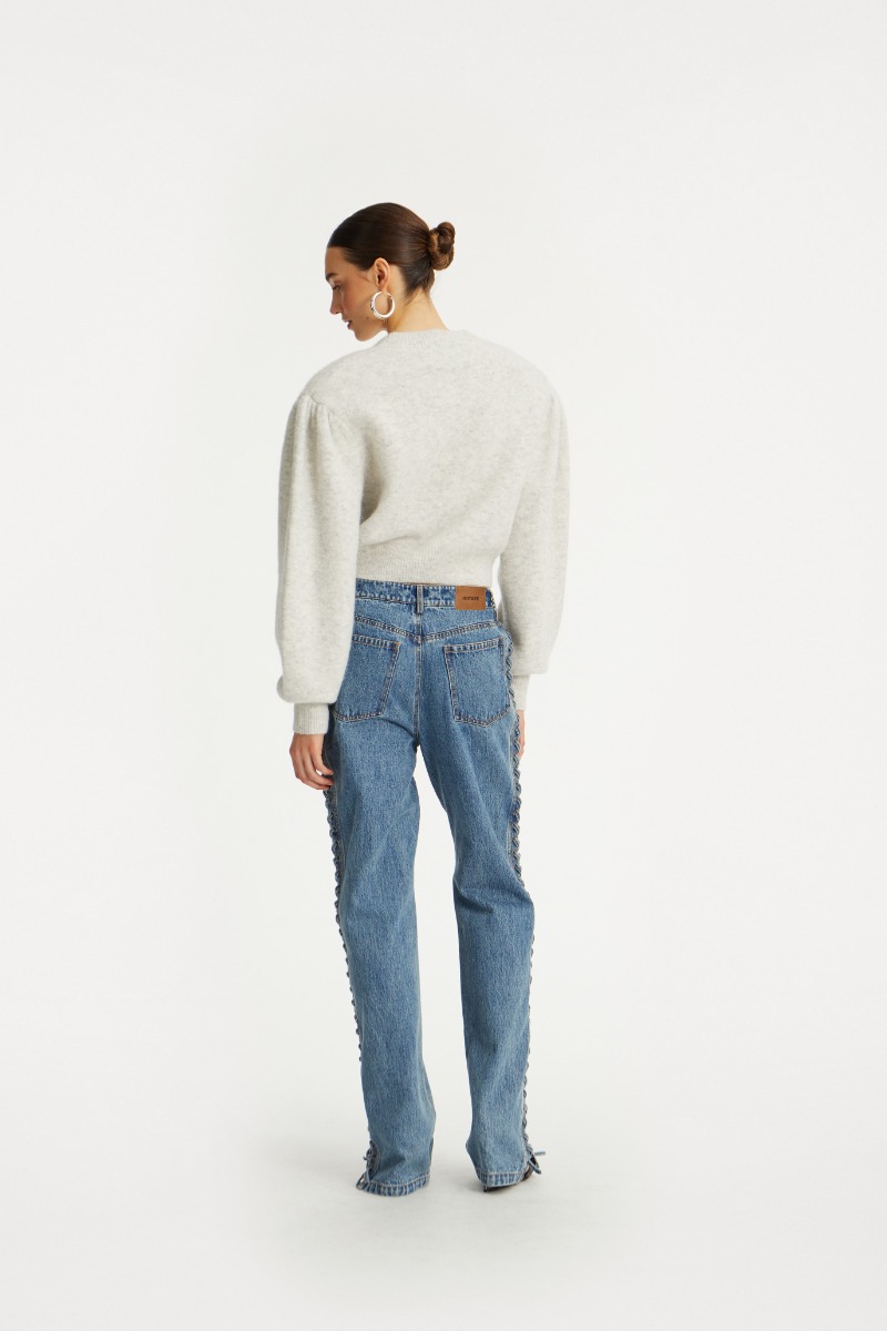 Laced Straight Leg Jeans Blue Denim - ROTATE Birger Christensen