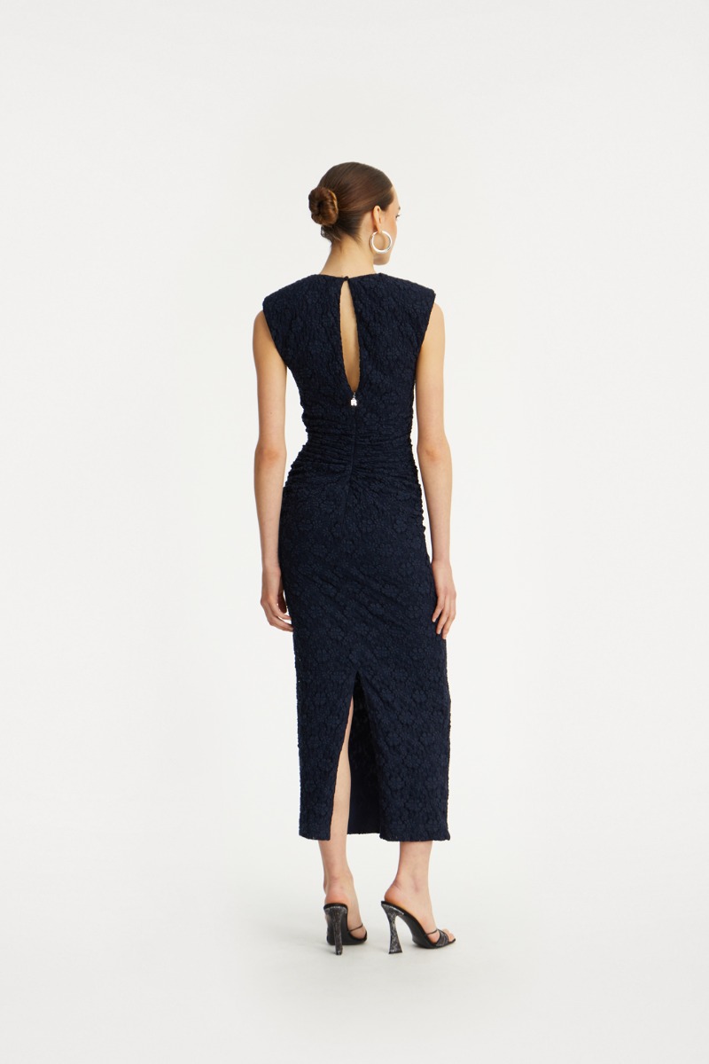 Lace Long Midi Dress Dark Blue - ROTATE Birger Christensen
