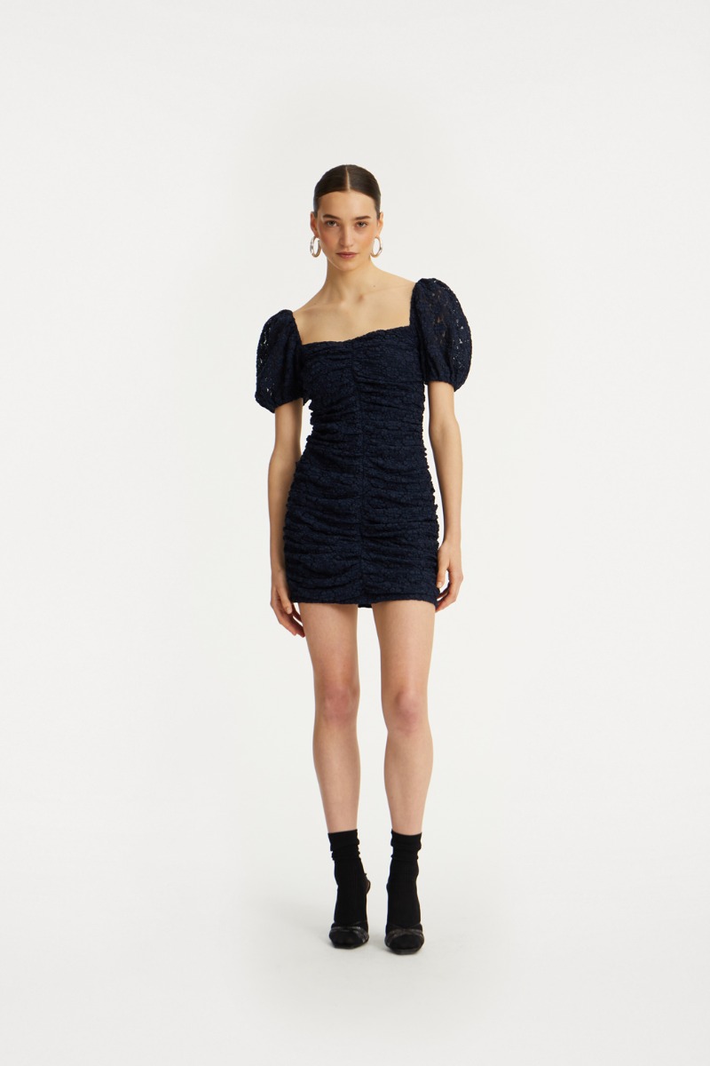 【ROTATE】ミニ ルーシュ LS ドレス ブラック Mini Ruched Ls Dress Black - ROTATE Birger Christensen