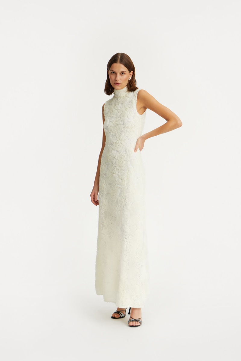 ワンピース ROTATE FW25 '3D Mesh Maxi' dress (114216340 340) 3d Mesh Maxi Dress Dark Blue - ROTATE Birger Christensen