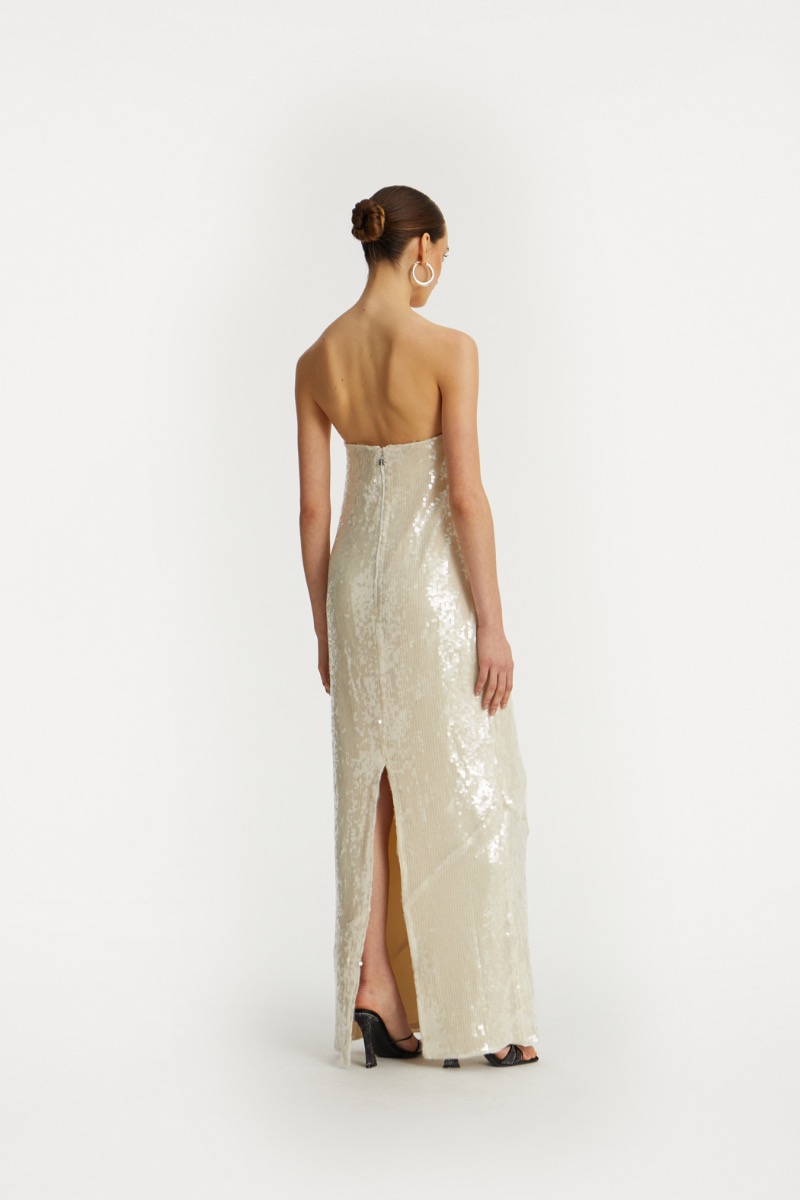 Sequin Maxi Dress White - ROTATE Birger Christensen