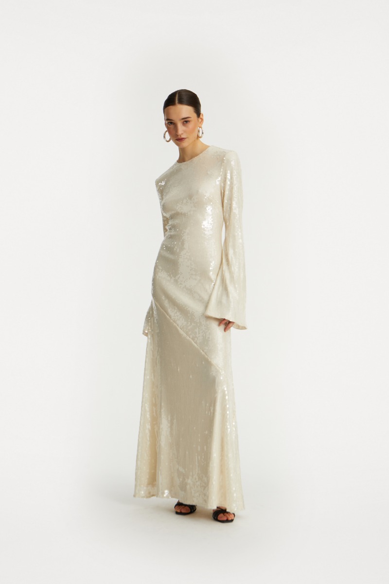 Sequins Maxi Dress Creme White - ROTATE Birger Christensen
