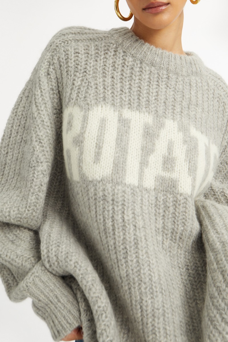 Knitted Logo Sweater Grey - ROTATE Birger Christensen Knitted Logo Sweater Grey - ROTATE Birger Christensen