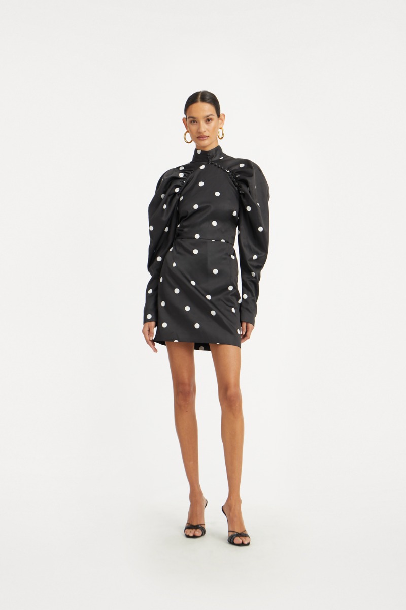 Jacquard Draped Dress Black - ROTATE Birger Christensen