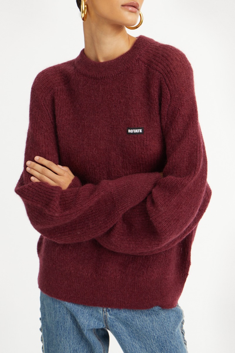 Knitted Logo Sweater Light Grey - ROTATE Birger Christensen