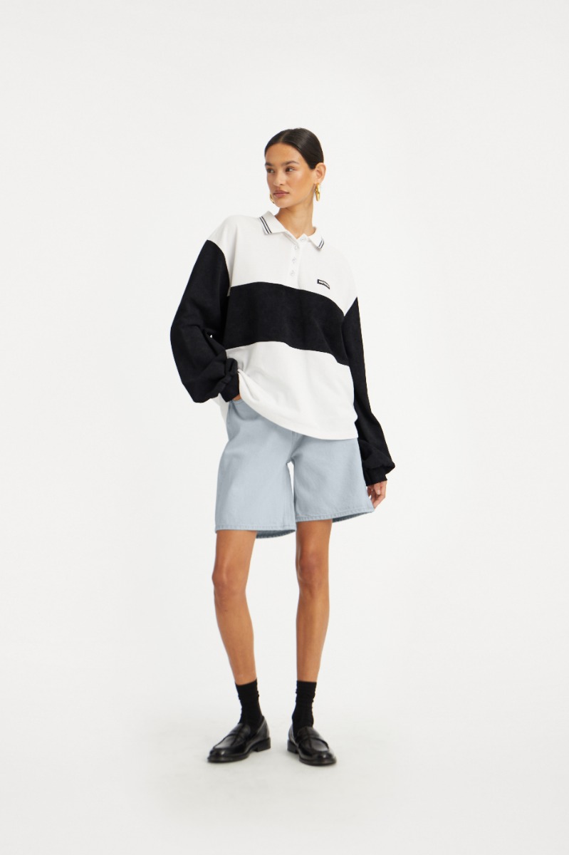 Pique Longsleeve Polo Bright White - ROTATE Birger Christensen