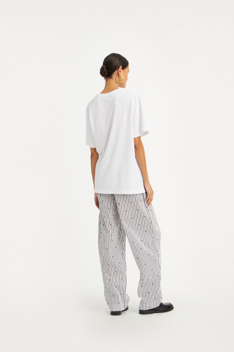 Poplin Tapered Pants Striped Black - ROTATE Birger Christensen