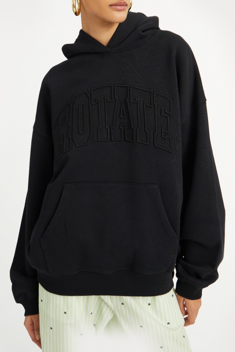 Washed Heavy Sweat Hoodie Black - ROTATE Birger Christensen