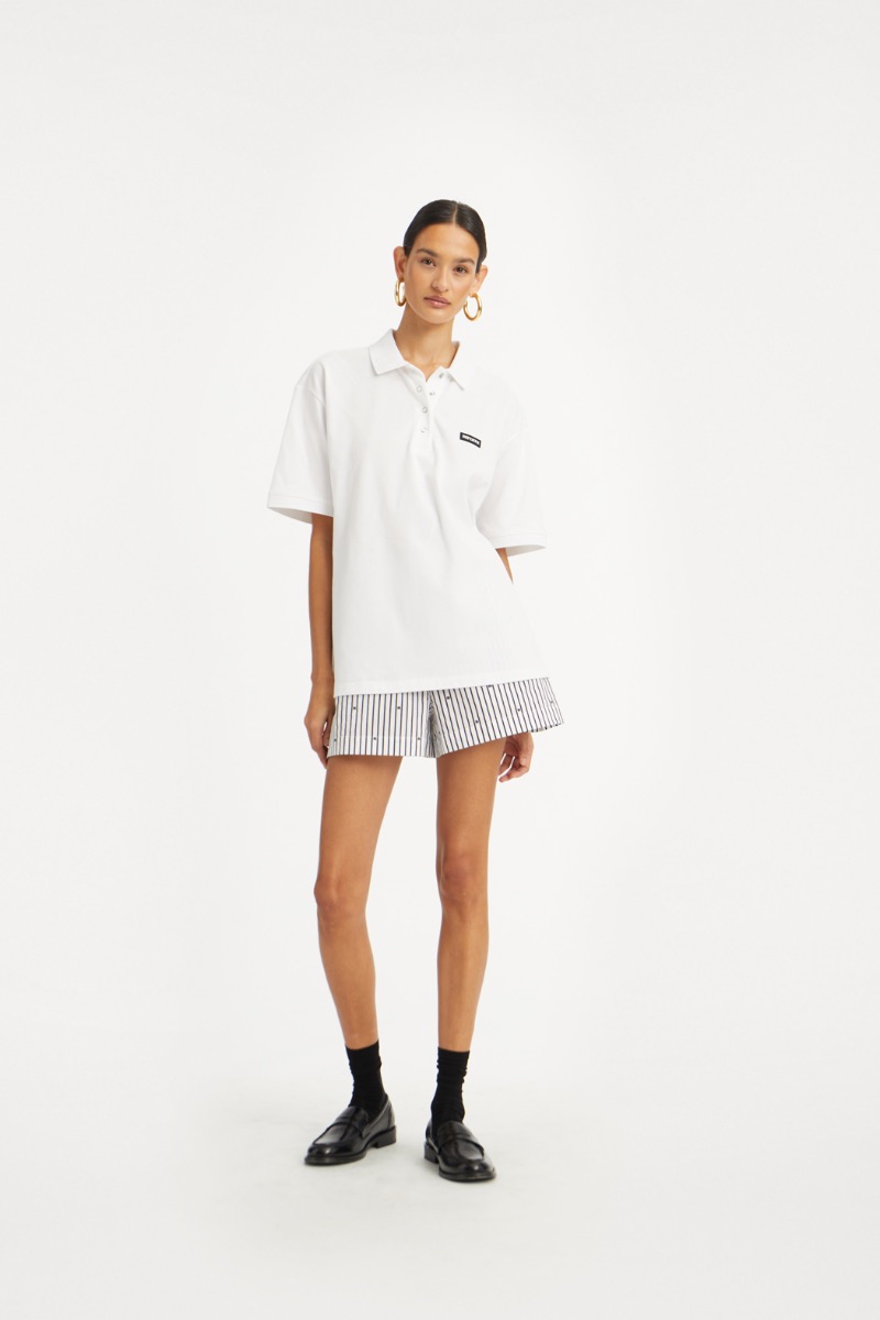 Poplin Tapered Pants Striped Black - ROTATE Birger Christensen