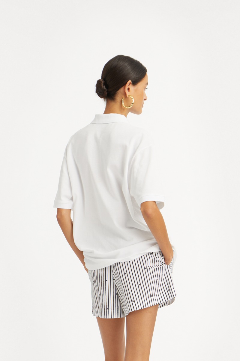 Cotton Short Sleeve Polo Bright White - ROTATE Birger