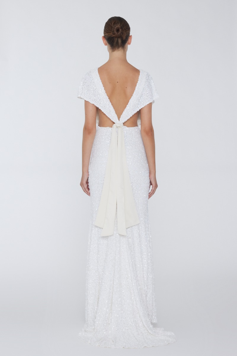 Sequin Maxi Dress V-Neck Dress Blanc De Blanc - ROTATE Birger Christensen